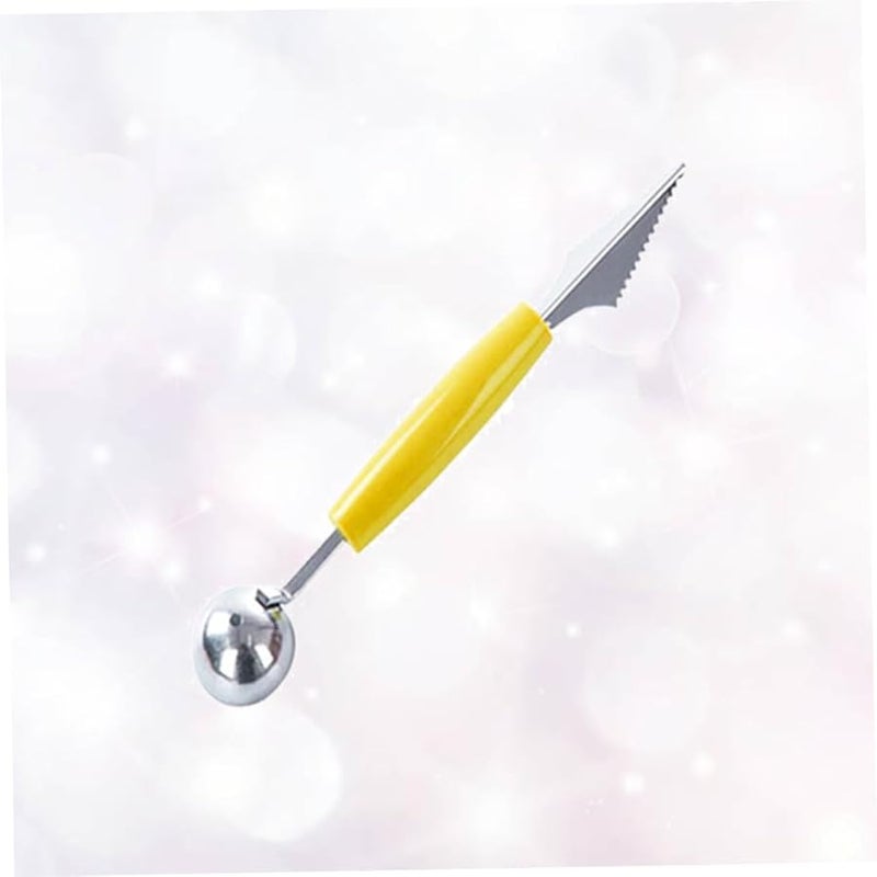 Stainless Steel Double End Fruit Scoop Spoon Wavy Carving Tool for Melon Mango - Image 2